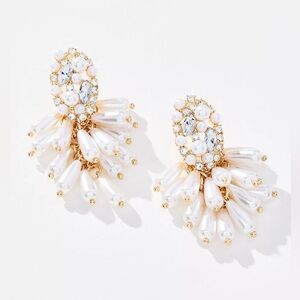 Anthropologie Pearl Cluster Crystal Drop Earrings - NWT